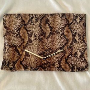 Oversized/large faux snakeskin envelope clutch